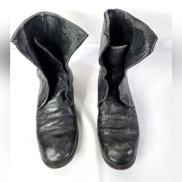 Lace Up Black Leather Boots Handmade Craftsmanship Vintage? Biker Men's 8.5 - Picture 5 of 9